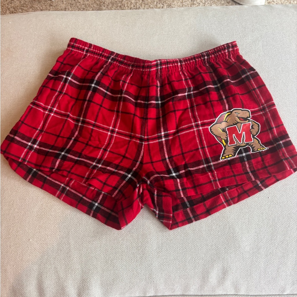 UMD Red and Black Plaid Pajama Shorts